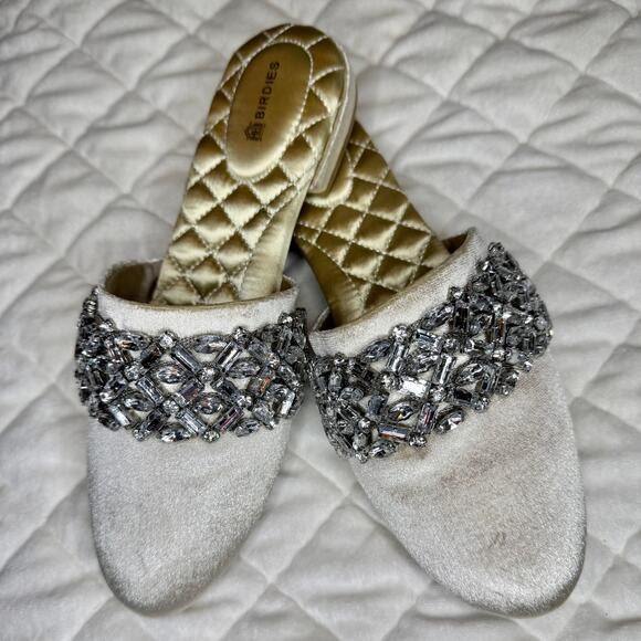 Birdies The Songbird Snow Crystal Velvet Bridal Slides - Size 7 - Picture 2 of 13